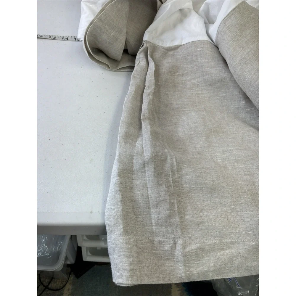 Restoration Hardware RH 100% Linen Cal King Bed Skirt Tan Italian Heritage 15.5